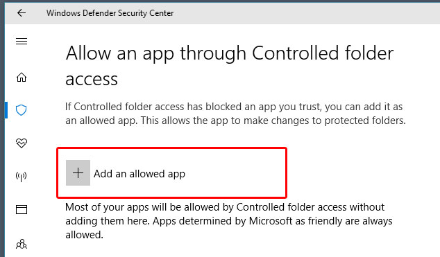 controlled folder access requires turning on real time protection