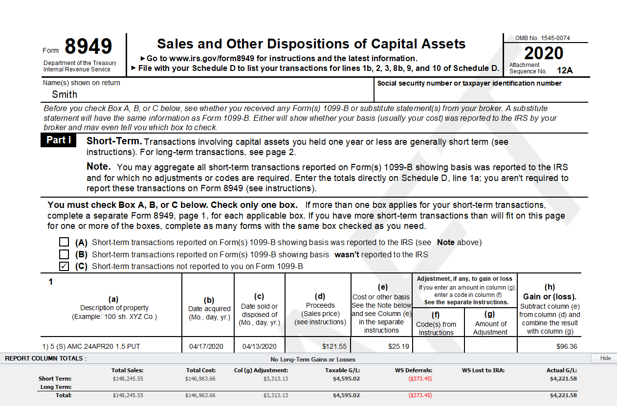 IRS Form 8949 TradeLog Software